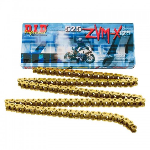 DID 525ZVMXGG-120ZB Super Street X-Ring Chain - 120 Links - Gold