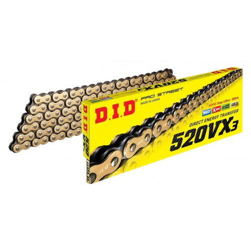 DID 530VX3GB Gold and Black X-Ring Chain - 130 Links