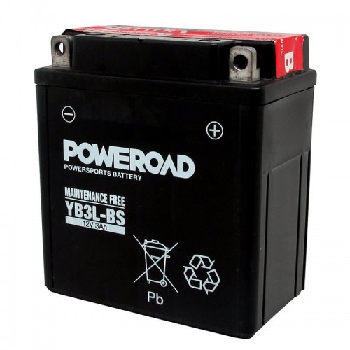 Poweroad YB3L-BS 12V3AH Powersports Maintenance Free Motorcycle Battery