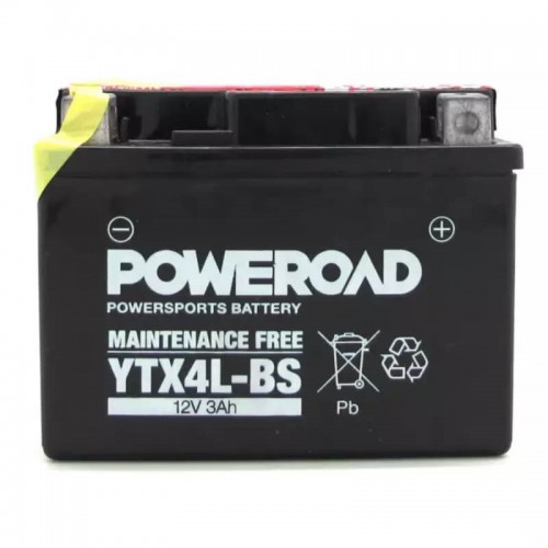 Poweroad YTX4L-BS 12V3AH Maintenance Free Motorcycle Battery